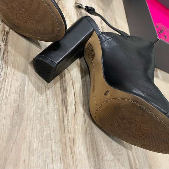 Vince Camuto Black Leather Open Toe Buckle Back Heel, Size 5.5, Good Condition - Picture 8 of 13